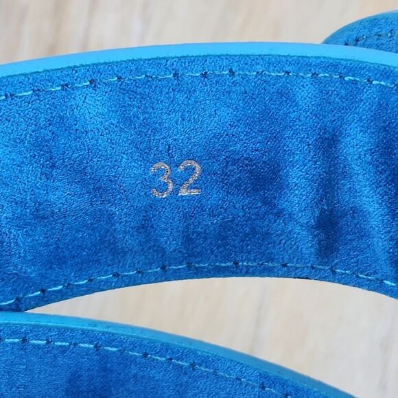 ?️NIB Turquoise Genuine Suede Leather Belt w/Detachable  Antiqued Buckle Small main image 5